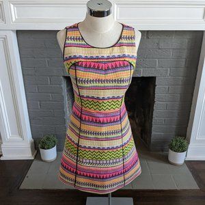 MILLY Size 2 Mini Dress Raffia Neon Shift Multicolor $425